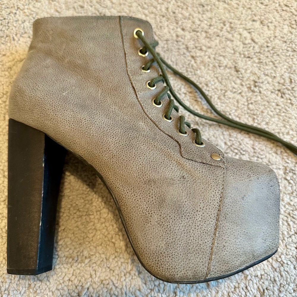 Jeffrey Campbell Gray Lace-Up Platform Ankle Boots - Picture 3 of 16